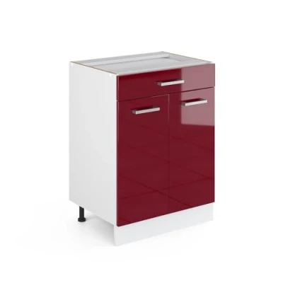 Abbildung von Vicco Unterschrank R Line, Bordeaux Hochglanz/Weiß, 60cm, Schublade, ohne Arbeitsplatte