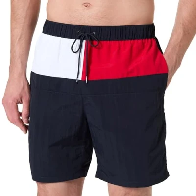 Abbildung von Tommy Hilfiger FLAG LONG Length SWIM Badeshorts, Herren, Größe: Medium, Desert sky