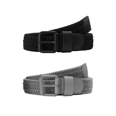 Abbildung von Urban Classics Elastic BELT 2 PACK Flechtgürtel, Herren, Größe: S/M, Black/grey