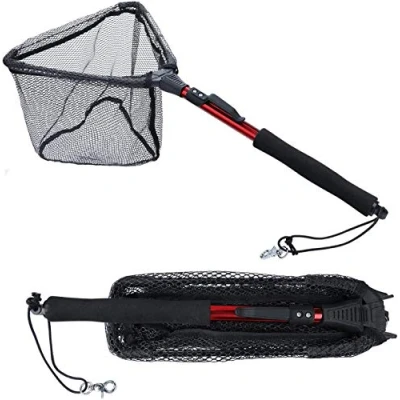 Abbildung von Sougayilang Fischkescher, faltbar, Teleskopstange mit EVA Griff, strapazierfähiges Nylon Netzgewebe, sicheres Fangen oder Freilassen von Fischen (RDJ75 cm)