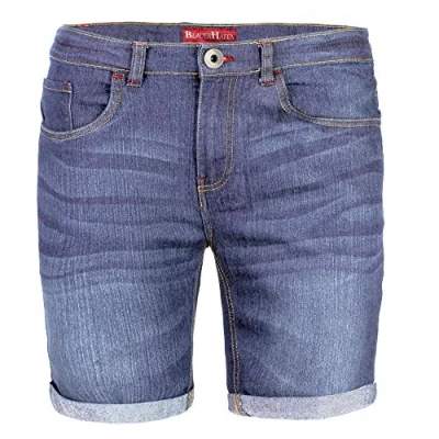 Abbildung von BlauerHafen Herren Designer Jeans Shorts Stretch Kurze Hose Super Flex Slim Fit Sommer Denim Half Pants Casual Bermuda (W30 (Taille: 79 81cm), Hellblau)