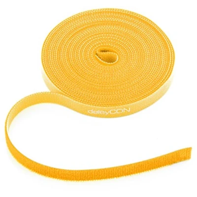 Abbildung von deleyCON 5m Klett Kabelbinder Klettband Klettbandrolle 10mm Breit Kabelmanagement Kabelorganizer Klettkabelbinder Klettverschluss zuschneidbar Gelb