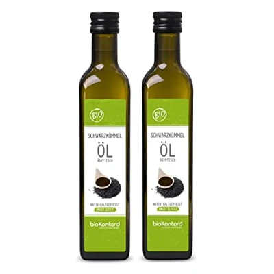 Abbildung von Schwarzkümmelöl ägyptisch BIO UNGEFILTERT I 1000ml (2x 500ml) nativ und kaltgepresst von bioKontor