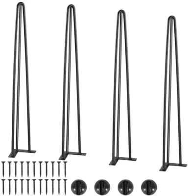 Abbildung von VEVOR 4er Set Tischbeine Hairpin Tischkufen 710mm hoch 110x110mm Montageplatte Kohlenstoffstahl mattschwarze Pulverbeschichtung Tischfüße mit Gummifußpolster 408kg Tragfähigkeit