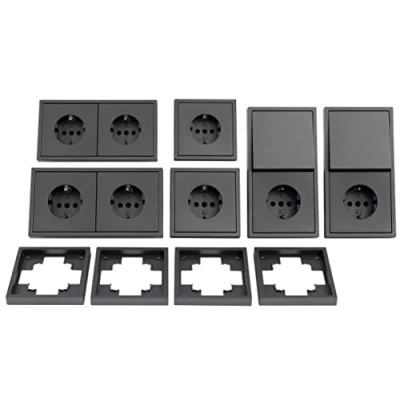 Abbildung von MC POWER Steckdosen und Schalter Set SHALLOW Standard 20 teilig, Klemmanschluss, anthrazit, matt