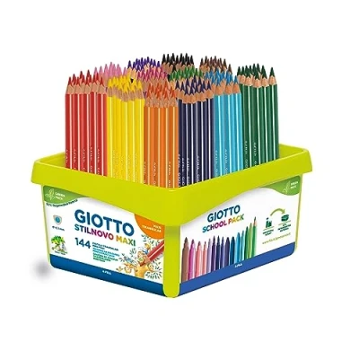 Abbildung von Giotto Stilnovo Maxi, dicke Buntstifte, Schoolpack aus 50% Regeneratmaterial, Mine 4,3 mm, 12x12 Farben, 144 Stück