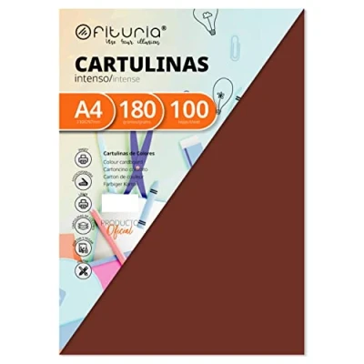 Abbildung von Pack 100 Cartulinas Color Marron Tamaño A4 180g