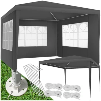 Abbildung von tectake Pavillon Barinas, mit 3 Seitenteilen, (300 x 300 250 cm, Komplettset), abnehmbare Seitenteile