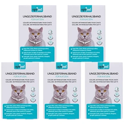 Abbildung von OptiPet Tier Halsband Flohhalsband für Katzen Zeckenhalsband, Wirkt 4 Monate, wasserfest, reflektierend, Anti Strangulationssystem