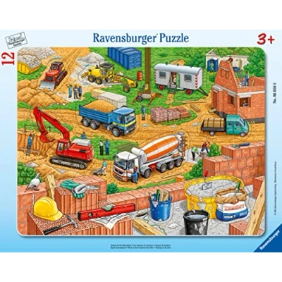 Abbildung von Ravensburger Puzzle Arbeit auf der Baustelle. Rahmenpuzzle 12 Teile, Puzzleteile