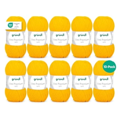 Abbildung von Gründl Wolle Lisa Premium Uni im 10x50g Wollpaket zum Handarbeiten Häkelwolle, (Wolle Stricken, Häkeln, Handarbeiten, Handstrickgarn), weich und pflegeleicht, ohne Schurwolle