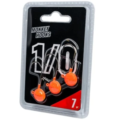 Abbildung von Monkey Lures Hook 1/0 Orange 7g Jigkopf (3 Stück)