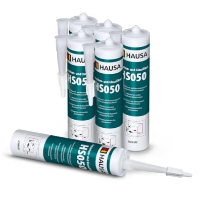 Abbildung von HAUSA Aquarium Silikon Glas HS050 schwarz 6x 310ml Kleber &amp; Dichtstoff für Aquarien Terrarien Glaskonstruktionen schnelle Aushärtung, süß meerwasserbeständig, sicher Fische