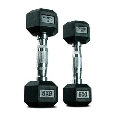 Abbildung von Hanteln Hexagon Set 2 x 5 kg Dumbbell Kurzhanteln Schwarz