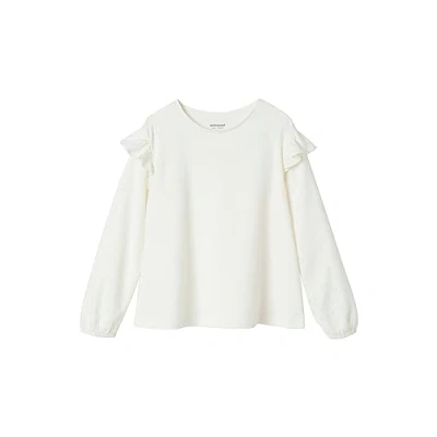 Abbildung von Vertbaudet Basics Mädchen T Shirt mit Volant, weiß, 5 Jahre