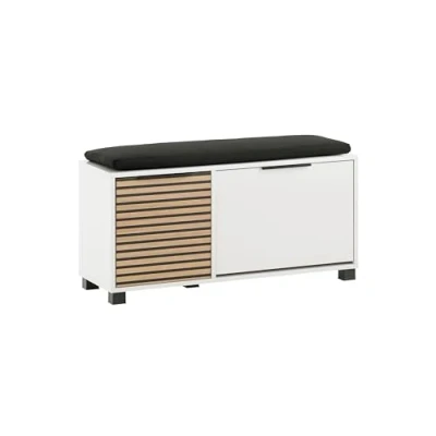 Abbildung von Schildmeyer Schuhschrank &quot;Loft, Breite 98 cm&quot;, Front mit Akustikprint, inklusive Dekokissen