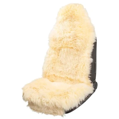 Abbildung von Walser Premium Lammfell Sitzauflage Marla, 100% Autositz mit 5cm Wollhöhe, Lammfell, Sitzauflagen Auto Sitzschoner Schonbezug Fell beige