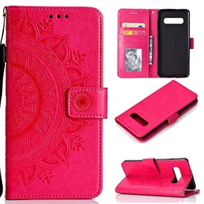 Abbildung von CoverKingz Klapphülle kompatibel mit Samsung Galaxy S10 Schutzhülle Kartenfach zum aufklappen Klapphandyhülle Case klappbar Motiv Mandala Pink