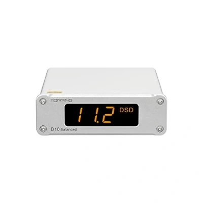 Abbildung von Toping D10B DAC Symmetrisch, Hi Res, kompakt, ES9038Q2M, USB Schnittstelle, XMOS XU208, PCM 32bit 384kHz und DSD256, Silber