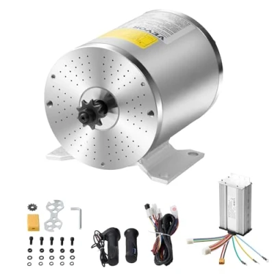 Abbildung von VEVOR 1800 W Elektrischer Bürstenloser Gleichstrommotor Bausatz, Elektromotor 48 V 4500 U/min Motor mit verbessertem Drehzahlregler, Gasgriff Bausatz für Go Karts, E Bikes, Motorräder, Roller