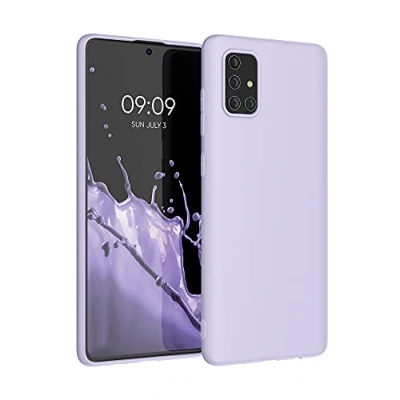 Abbildung von kwmobile Hülle kompatibel mit Samsung Galaxy A71 Silikon Handy Case Handyhülle weiche Oberfläche kabelloses Laden Lavendel