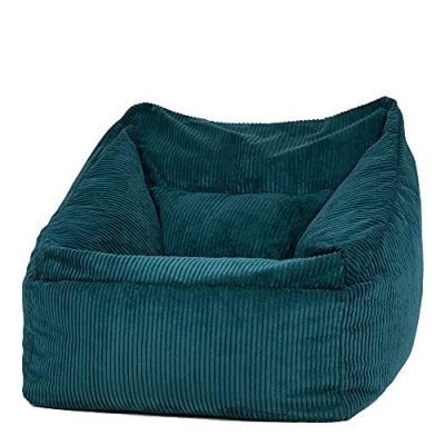 Abbildung von Icon Riesen Sitzsack Sessel „Morgan“, Blaugrün, Cord XXL Erwachsene mit Füllung für das Wohnzimmer, Riesensitzsack Flauschig