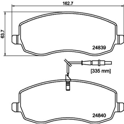 Abbildung von HELLA 8DB 355 013 871 Bremsbelagsatz mit integriertem Verschleißwarnkontakt PEUGEOT: 807, CITROËN: C8, FIAT: Ulysse II