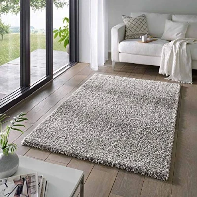 Abbildung von TaraCarpet Langflor Teppich Venezia Shaggy, rechteckig, Höhe: 35 mm, Hochflor Shaggy Uni Grau Wohnzimmer Schlafzimmer 060x090 cm