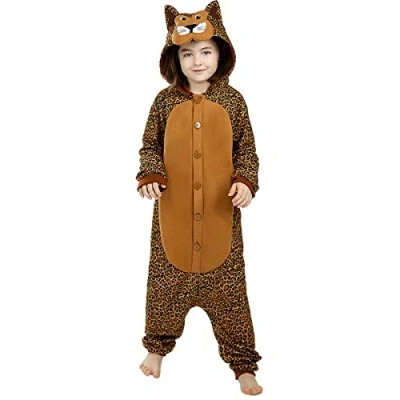 Abbildung von Metamorph Kostüm Leoparden Onesie für Kinder, Gemütlicher Overall wilde Katzen