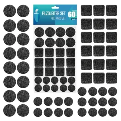 Abbildung von shinfly Filzgleiter Selbstklebend 60 Stück für Stühle Möbelgleiter Filz Schwarz 3mm Dicke Stuhl Mit Idealer Klebkraft Möbel Boden