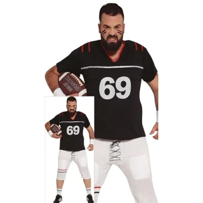 Abbildung von FIESTAS GUIRCA Quarterback Kostüm für Erwachsene (56 58/XXL) Shirt und Hose Sportpartys Feiern Ideal Halloween, Karneval Kostümpartys Schwarz Weiß