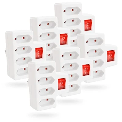 Abbildung von greate 6X 4fach Steckdose für Eurostecker mit Schalter bis 2300W Steckdosenadapter ohne Kabel, Stecker, Mehrfachsteckdose Verteiler, Mehrfachstecker