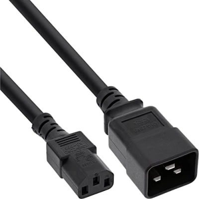 Abbildung von InLine 16659C Netz Adapterkabel, IEC 60320 C20 auf C13, 3x1,5mm², max. 10A, schwarz, 1m