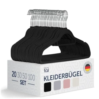 Abbildung von Blumtal Kleiderbügel Rutschfest Samtoptik Platzsparend, (20 tlg), Premium inkl. Krawattenhalter, 360 drehbar, Anti Rutsch Bügel