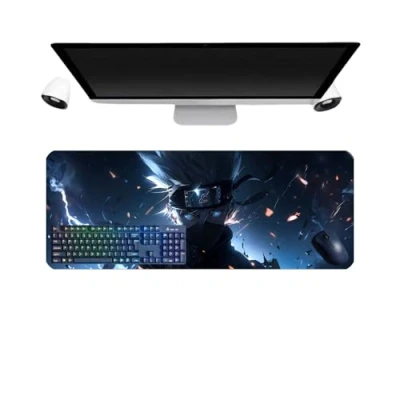 Abbildung von PUrar Japanisches Anime Hatake Kakashi XL Multifunction Gaming Mauspad, 800 x 300 mm, Tastatur, wasserdicht und Basis aus rutschfestem Gummi, strukturierte Oberfläche