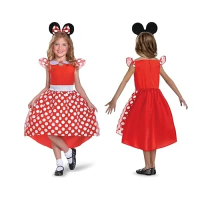 Abbildung von Smiffys Kostüm Disney&#039;s Minnie Maus Kleid für Mädchen, Süßes Mauskleid im Vintage Polkadot Look