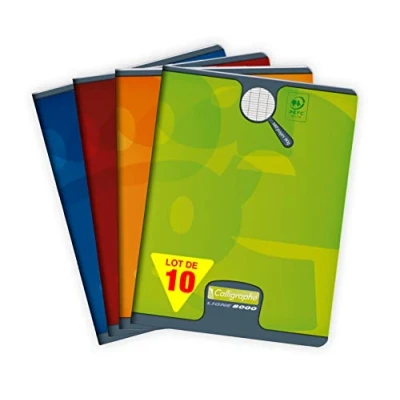 Abbildung von Clairefontaine 108728C Packung mit 10 Heften Calligraphe 70 Blatt, 17x22 cm, 90g, französische Lineatur, geheftet, farbig sortiert, 1 Pack
