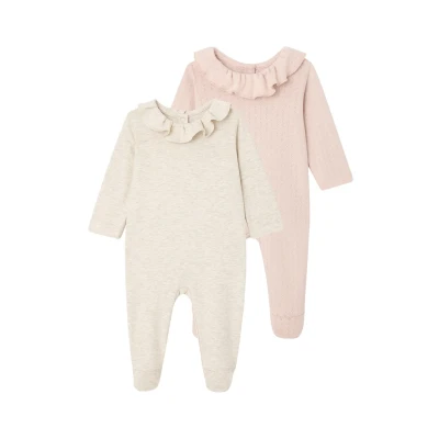 Abbildung von Vertbaudet 2 PACK Strampler für Kinder, Größe: 92/98, Beige meliert