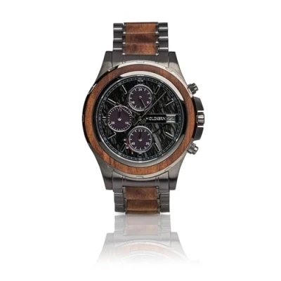 Abbildung von Holzkern Herrenuhr Solar Chronograph Angkor Koa/Marmor