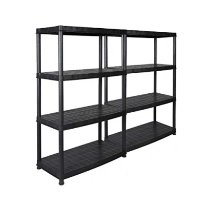 Abbildung von Set: 2 x KREHER Kunststoff Steckregal 18&quot; mit 4 Böden und hoher Tragkraft in Schwarz
