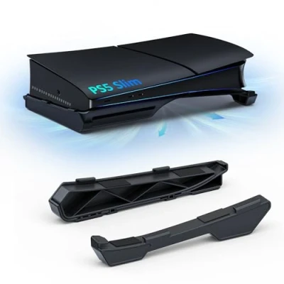 Abbildung von NexiGo Horizontal Stand for New PS5 Slim Console, [Minimalist Design], Base Accessories, Compatible with Playstation 5 Disc &amp; Digital Editions, Black
