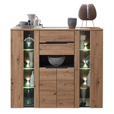Abbildung von Innostyle Stauraumschrank, Bicolour Eiche Artisan Absetzung graphit