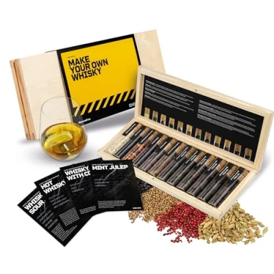 Abbildung von DIBYS Whisky Gewürze Set Mini 12 Botanicals für DIY Cocktails Mit 4 Rezept Karten, Gewürzlexikon &amp; Holz Kiste Geschenk Männer Frauen Zubehör zum selber machen
