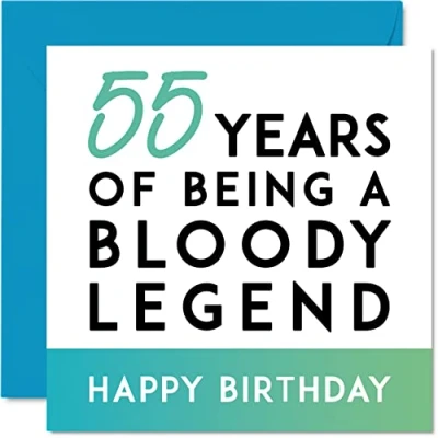 Abbildung von Stuff4 Lustige Geburtstagskarte zum 55. Geburtstag für Männer und Frauen Being A Legend ihn, Schwester, Bruder, Vater, Mutter, Tante, Onkel, 145 mm x