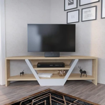 Abbildung von TV Möbel Norah 120cm Weiß und helle Eiche Menzzo
