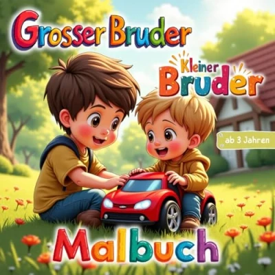 Abbildung von Grosser Bruder, Kleiner Bruder Malbuch: Brüderherzen: Momente zum Ausmalen (Geschwister Malbücher)