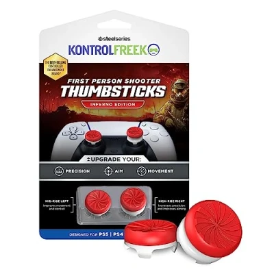 Abbildung von KontrolFreek FPS Freek Inferno für Playstation 4 (PS4) und 5 (PS5) Controller Performance Thumbsticks 1 High Rise, Mid Rise Rot/Weiß