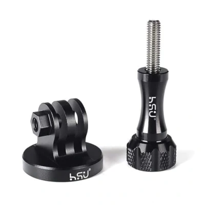 Abbildung von HSU Aluminium Stativ Halterung Adapter mit Schraube für GoPro Session, Hero, Max, DJI Osmo Action Kameras(Schwarz)