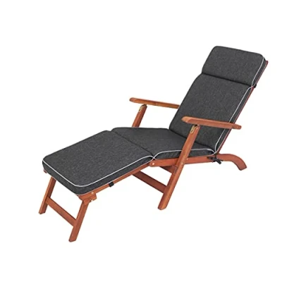 Abbildung von PillowPrim Liegenauflage, Auflage Gartenliege (Schwarz) 178 x 47 cm, 5 cm dick, Auflagen für Deckchair, Bequeme Polsterauflage Sonnenliege, Liegestuhl