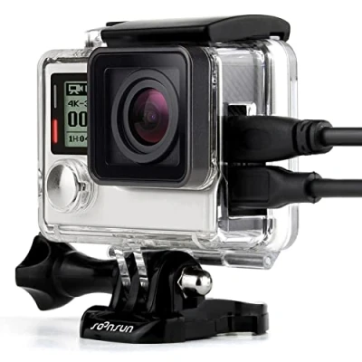 Abbildung von soonsun Skelett Gehäuse Fall mit Hintertür für GoPro Hero 3 + 4 Action Kamera